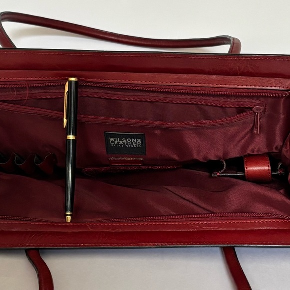 Vintage Wilsons Leather Deep Red Woven Shoulder Bag - Picture 4 of 5